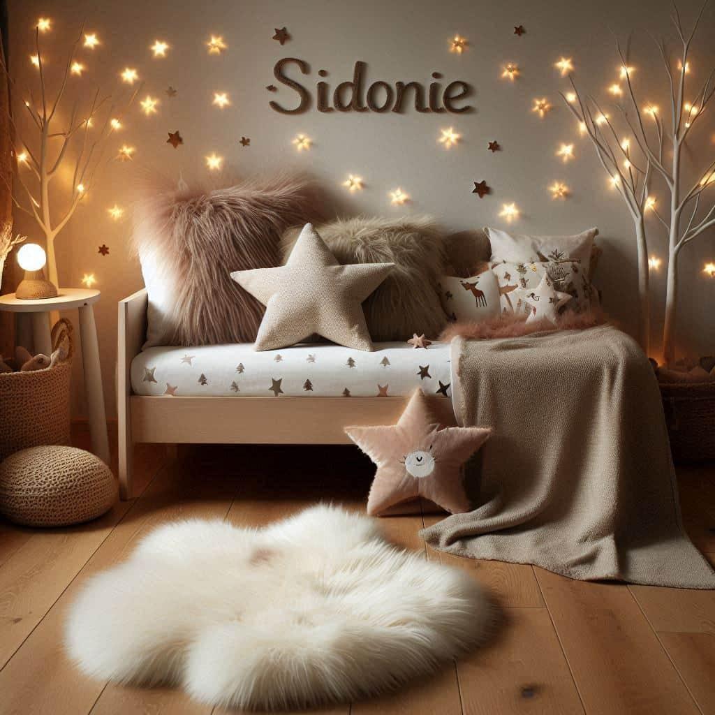 Deco style foret magique pour chambre personnalisee avec le prenom sidonie