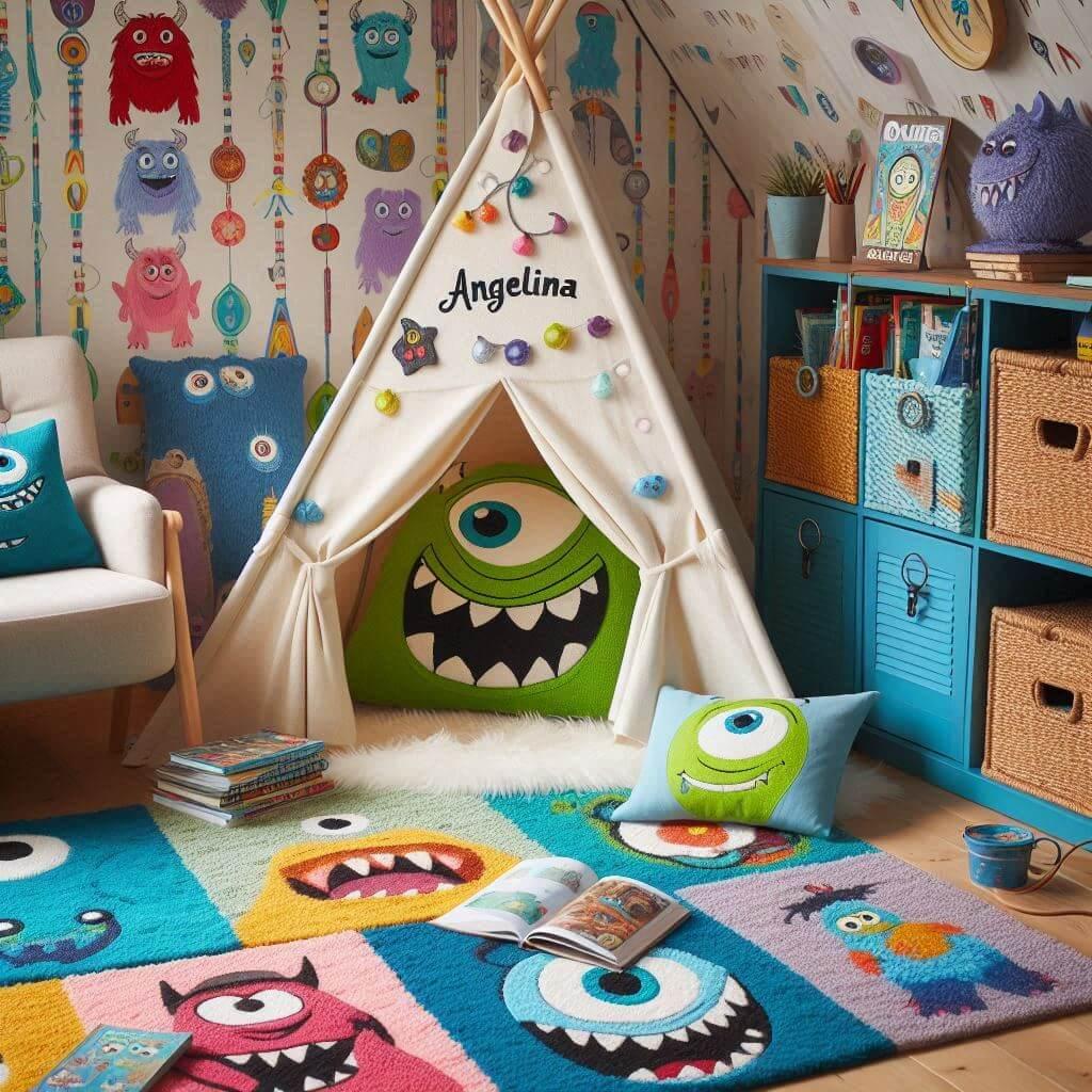 Decoration chambre monstres et cie prenom angelina