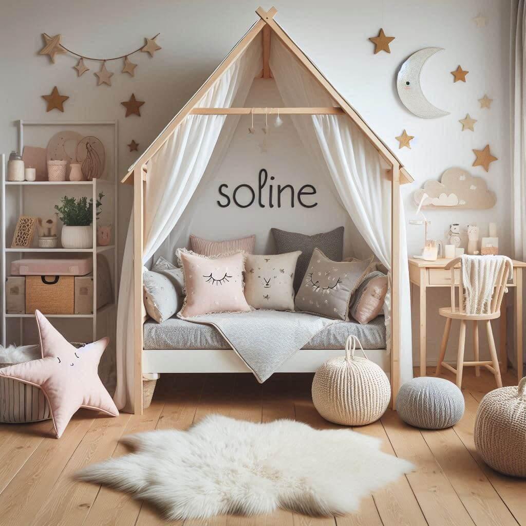 Decoration chambre scandinave avec le prenom soline