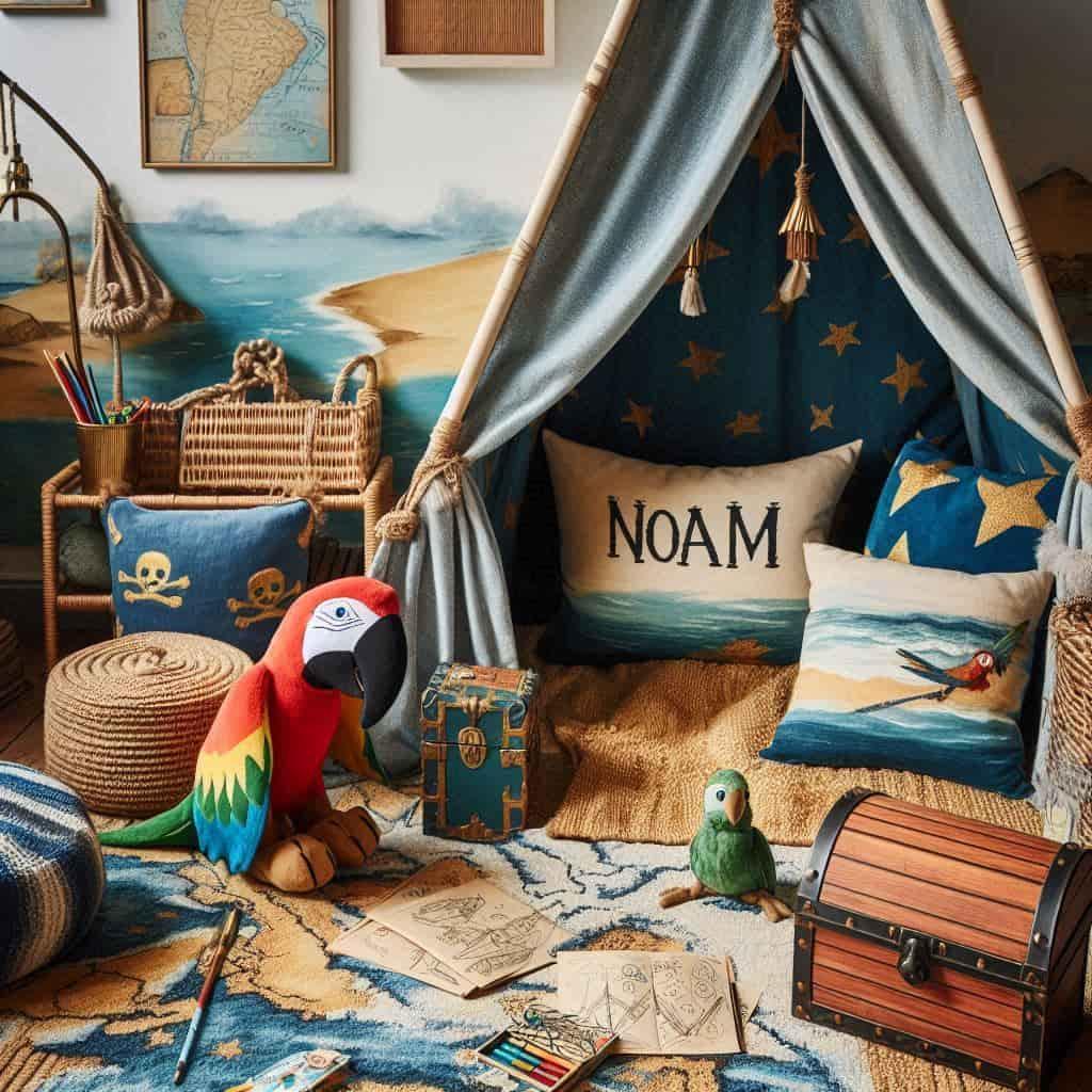 Decoration coin lecture pirate avec le prenom noam