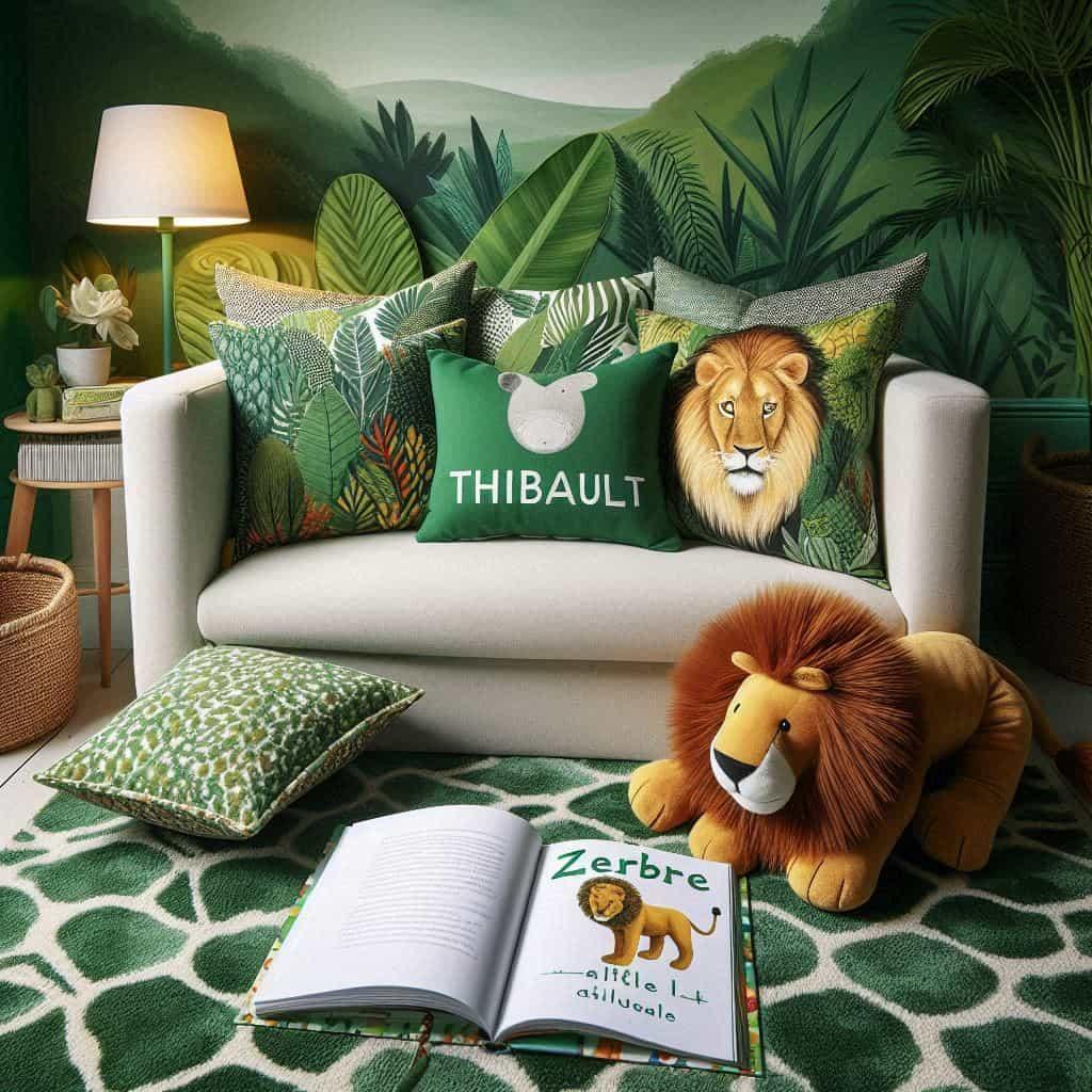 Decoration coin lecture pour tout petit personnalise avec le prenom thibault