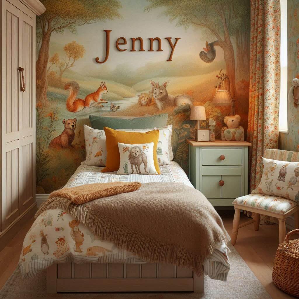 deco chambre theme renard personnalisée avec le prénom jenny