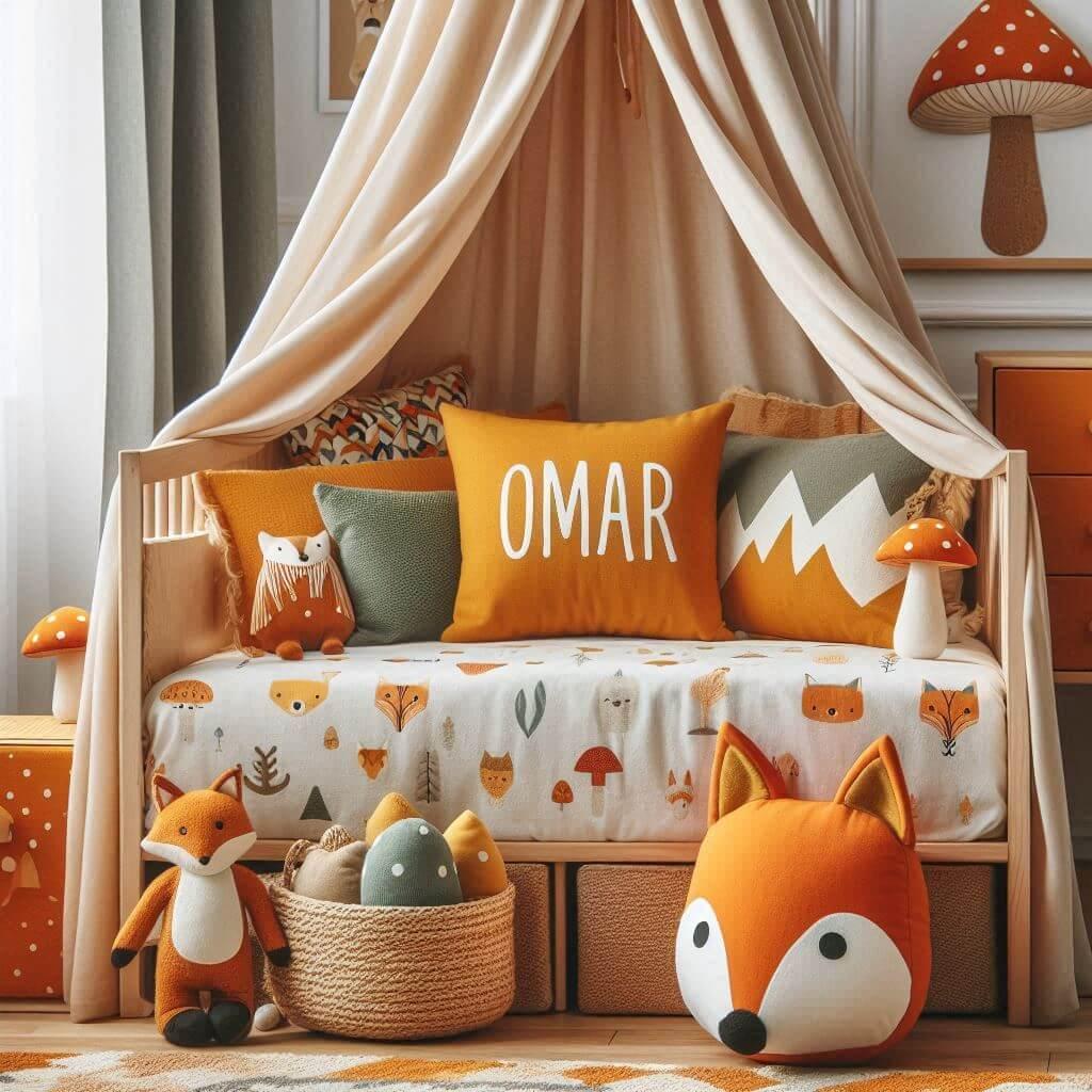 Decoration de chambre denfant sur le theme renard avec le prenom omar