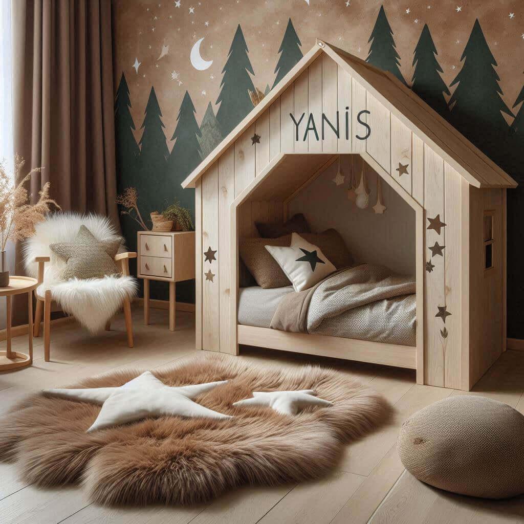 Decoration de chambre scandinave avec le prenom yanis en exemple