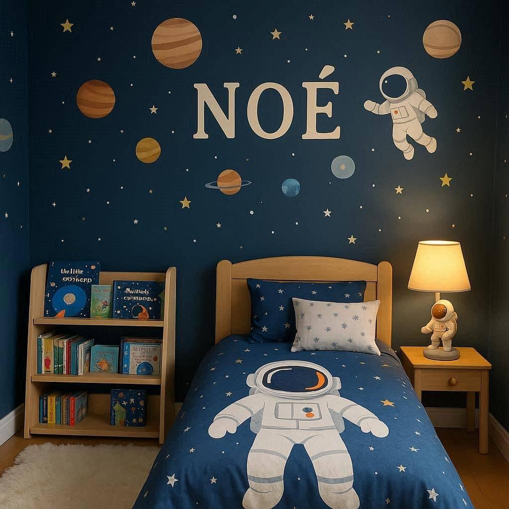 Decoration de chambre theme astronaute prenom noe