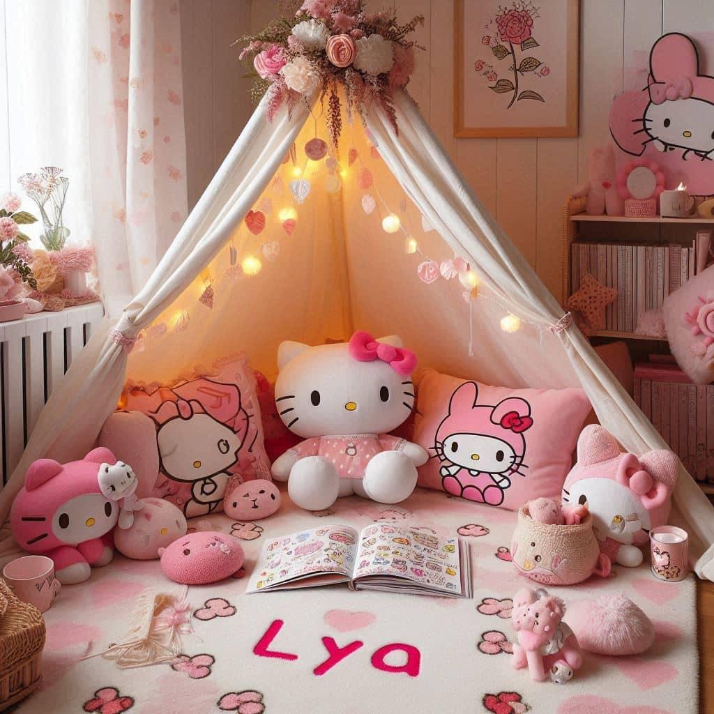 Decoration de chambre theme hello kitty prenom lya
