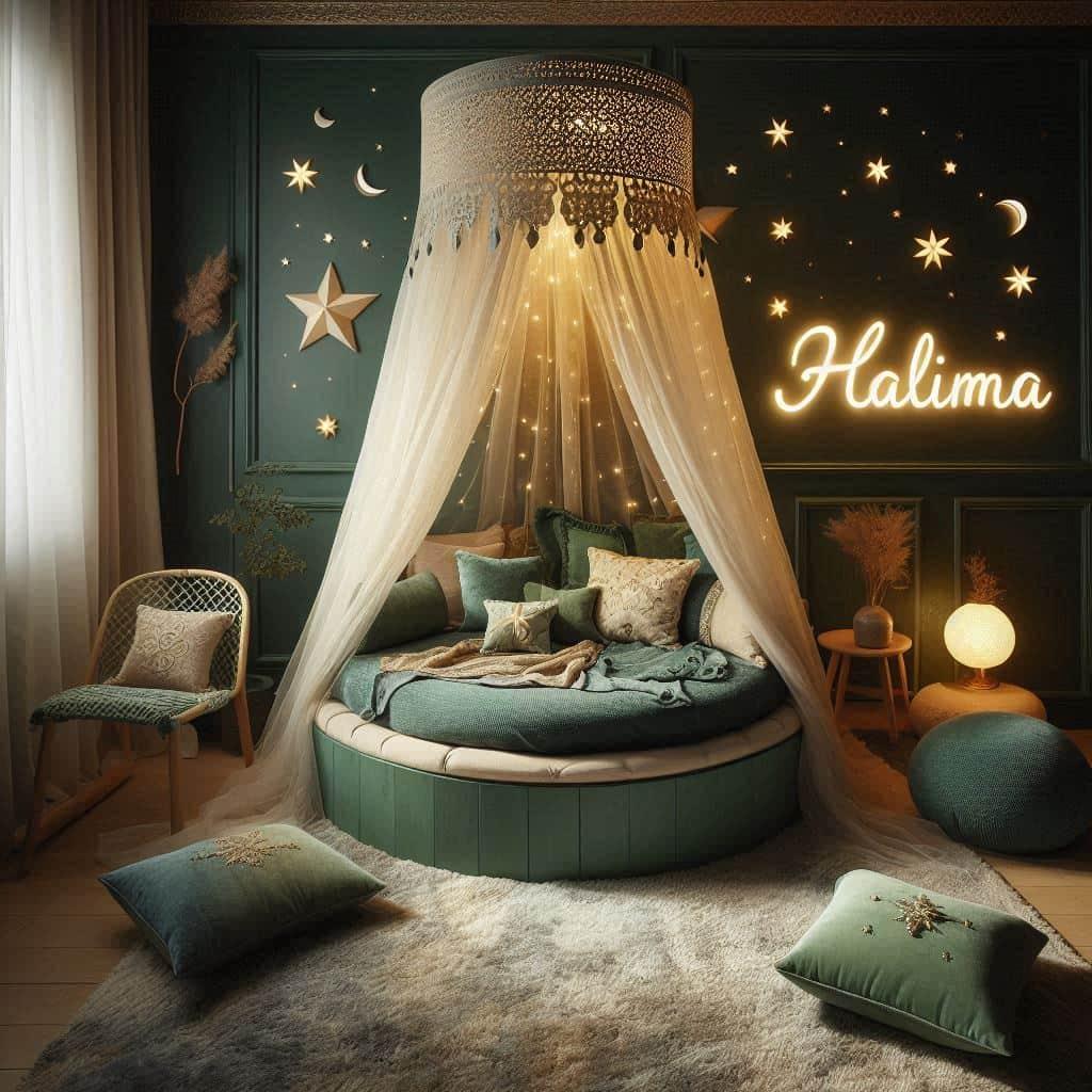 Decoration de chambre theme oriental personnalise avec le prenom halima 1