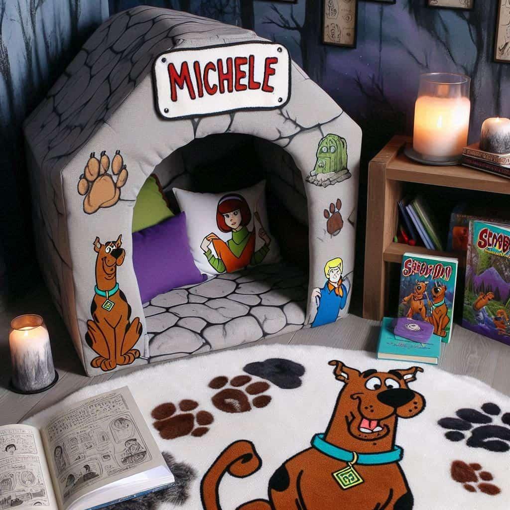 Decoration de chambre theme scooby doo personnalise avec le prenom michele