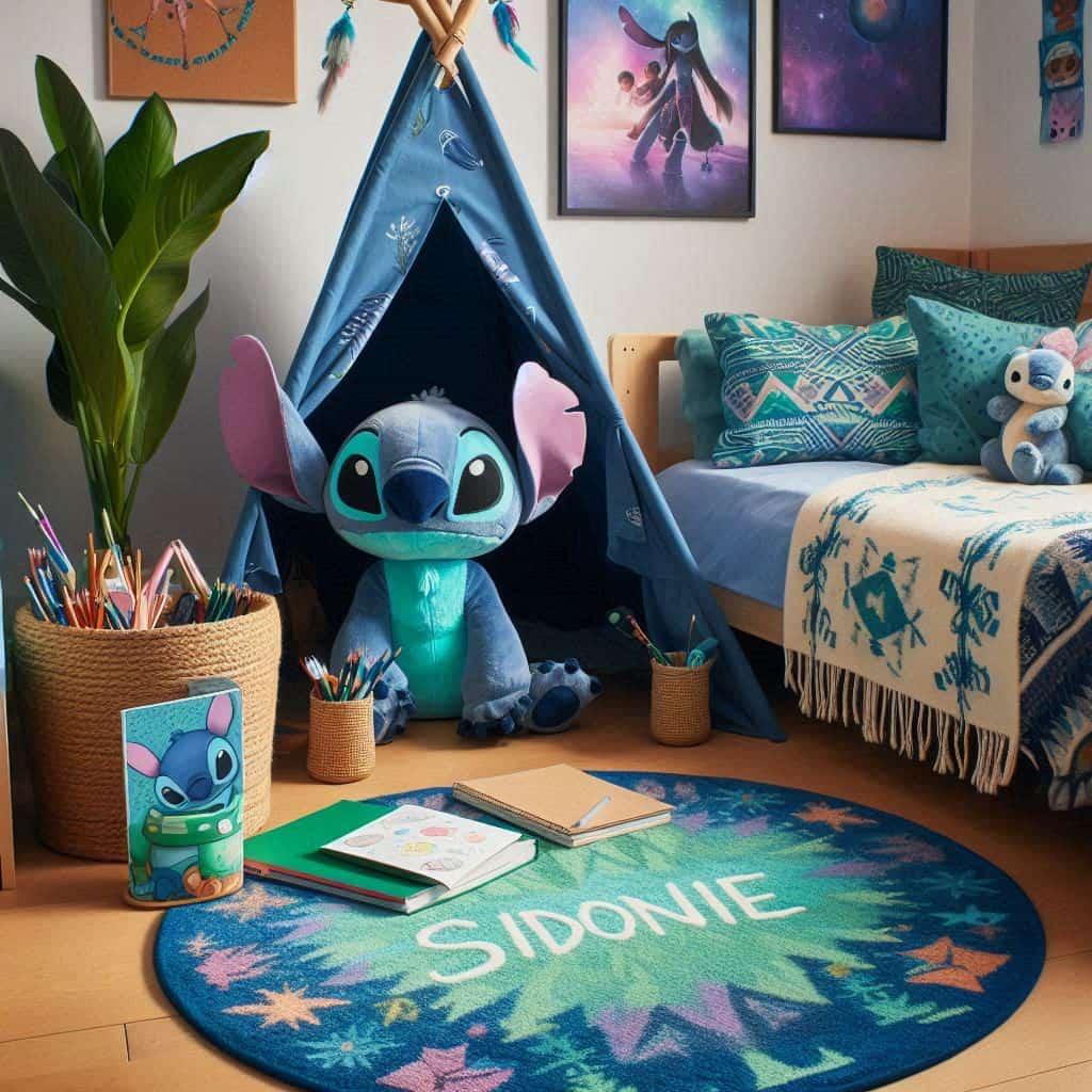Decoration de chambre theme stitch personnalisee avec le prenom sidonie
