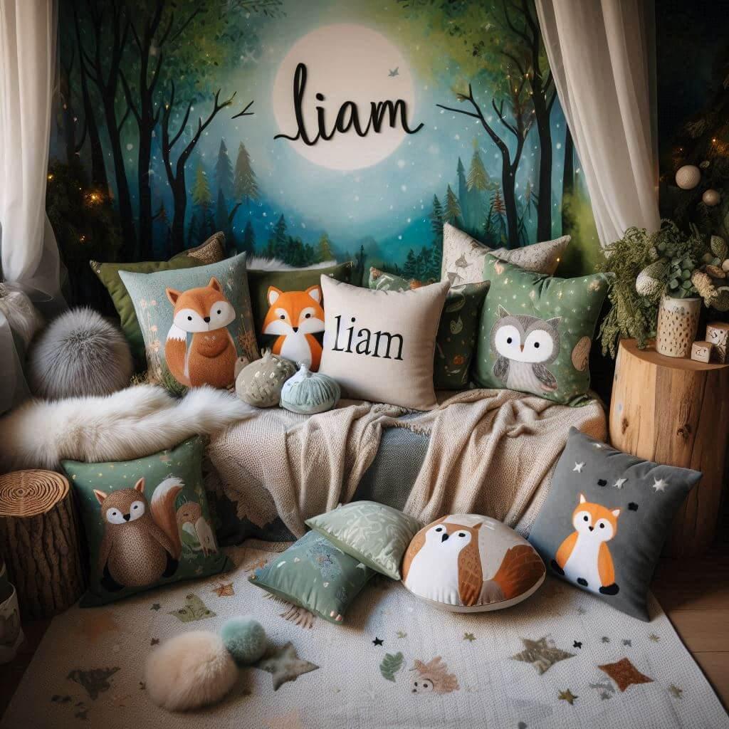Decoration de salon them foret enchantee prenom liam