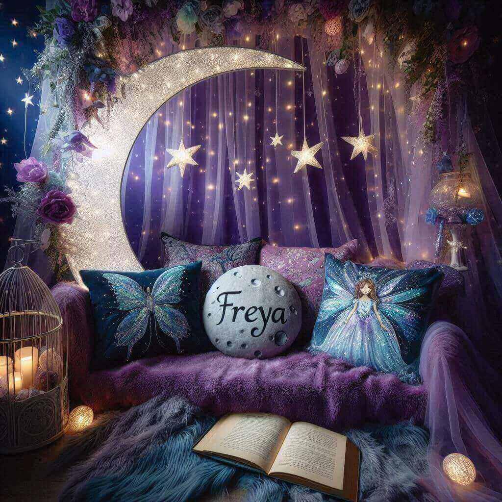 Decoration feerique pour petite fille avec le prenom freya