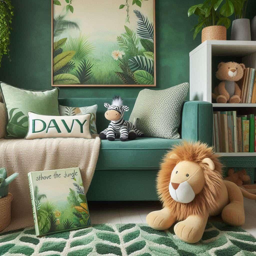 Decoration jungle personnalisee avec le prenom davy chambre petit garcon