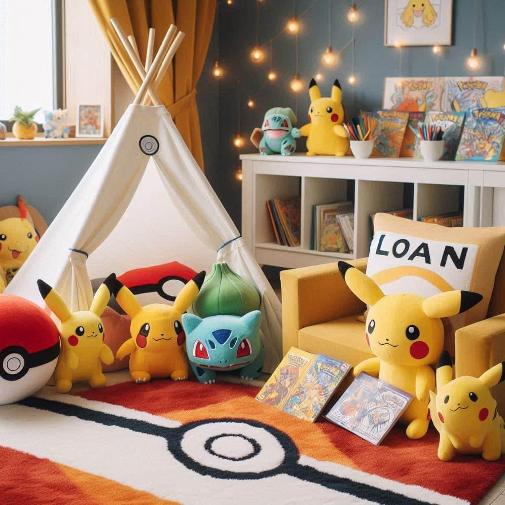 Decoration pokemon dans une chambre personnalisee avec le prenom loan