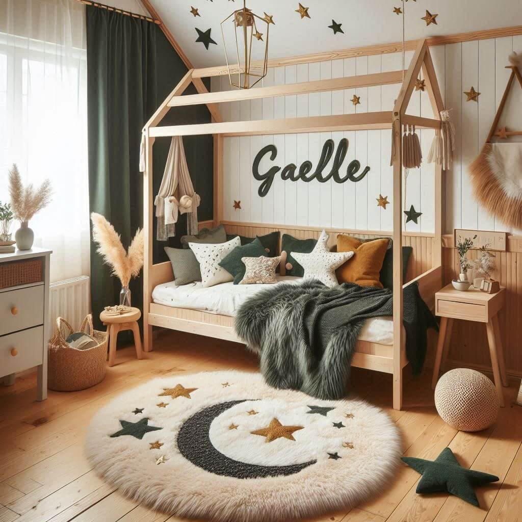 Decoration scandinave chambre enfant adolescent avec le prenom gaelle