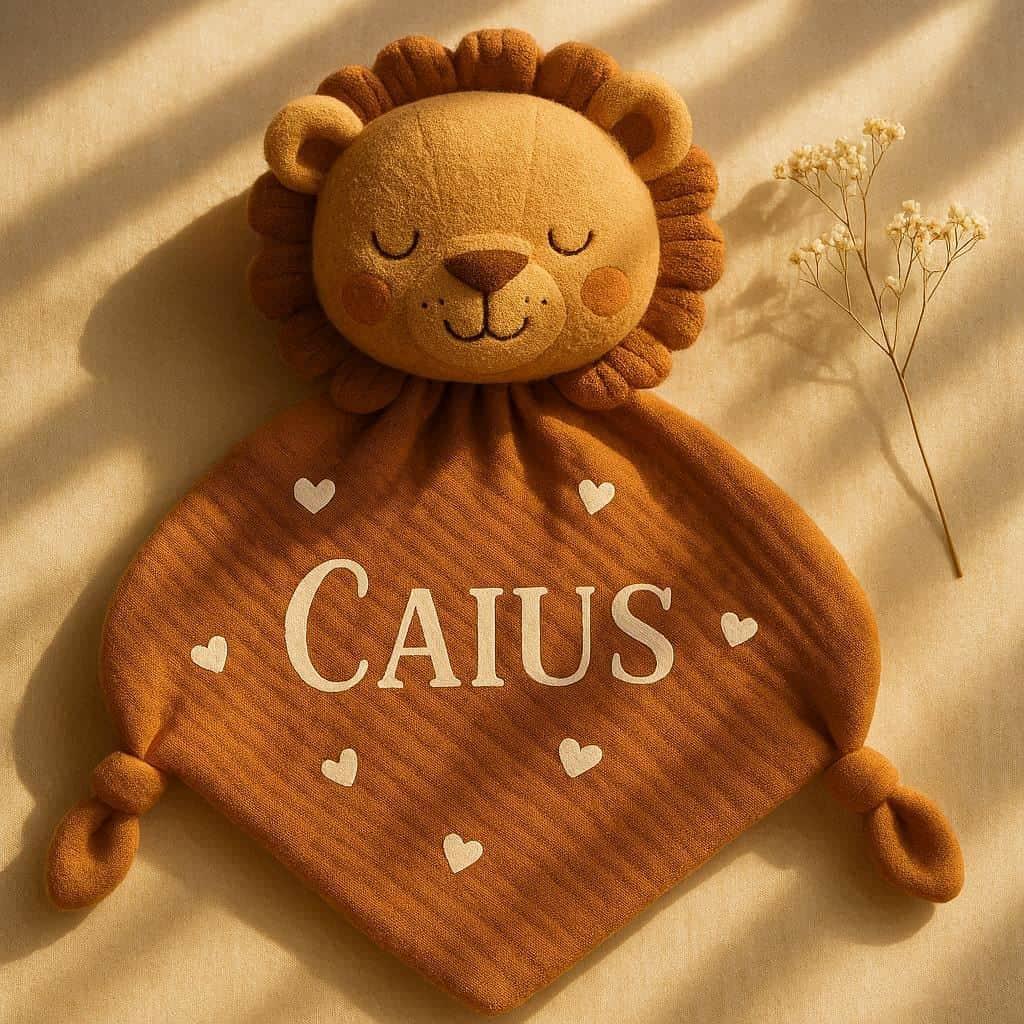 Doudou personnalise theme lion prenom caius cadeau fait main