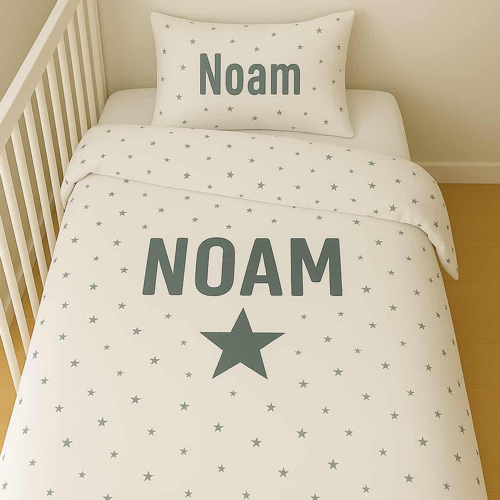 Draps personnalises avec le prenom noam draps enfant