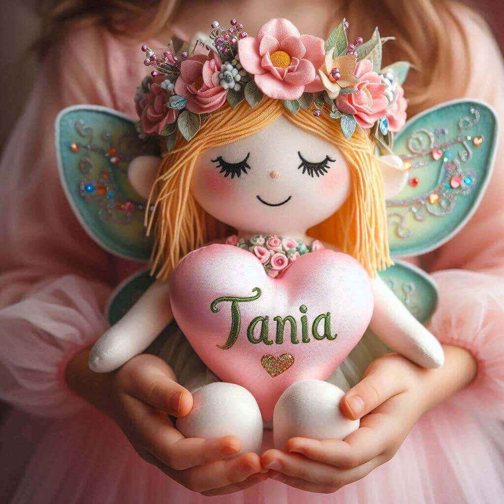 peluche fée princesse avec le prénom tania