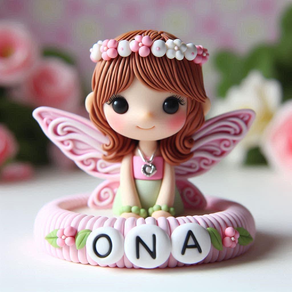 Figurine en fimo d une petite fille fee personnalise avec le prenom ona 1