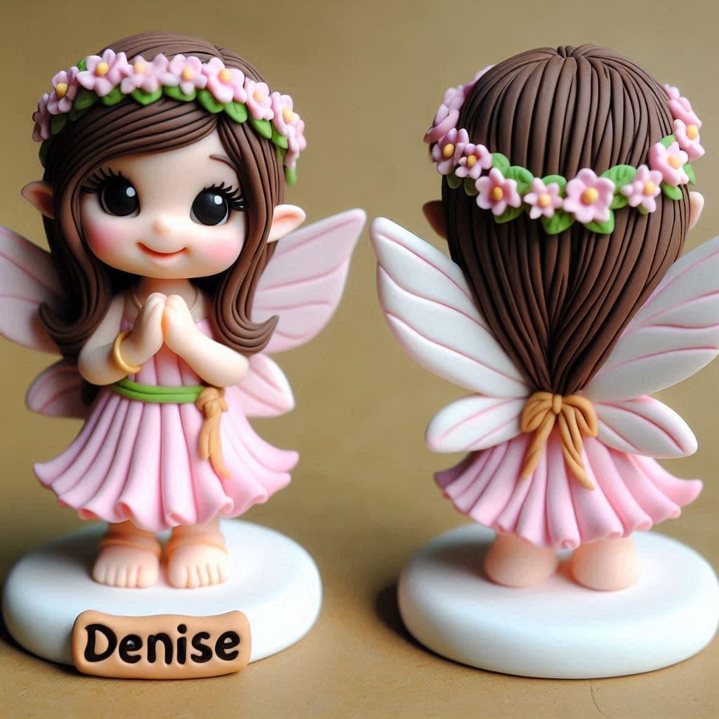 Figurine fille fimo personnalisee avec le prenom denise