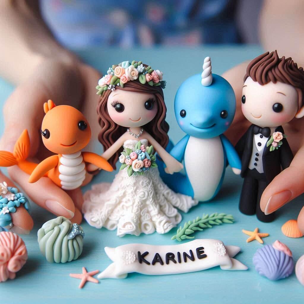Figurines mariages en fimo animaux de la mer avec le prenom karine style photo etsy avec les mains de la creatrice 1