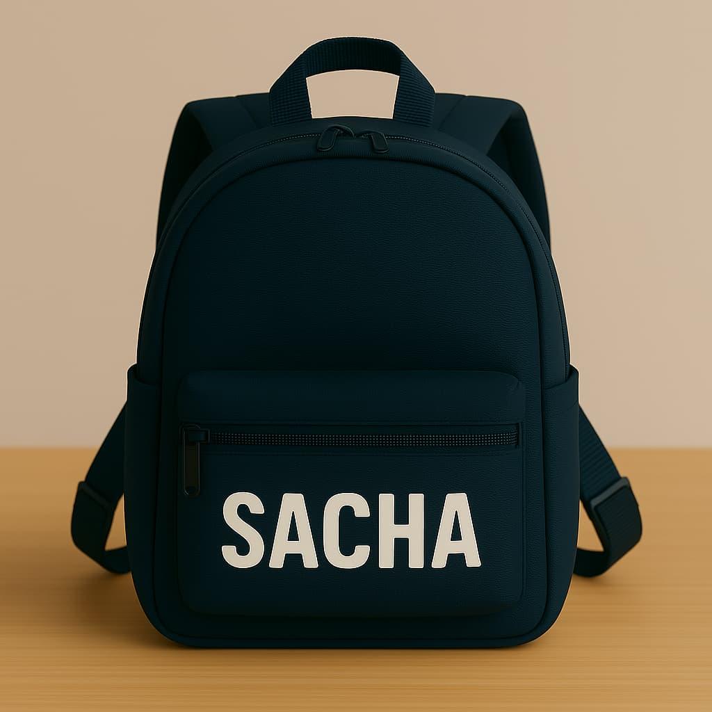un cartable d enfant personnalise avec le prenom sacha