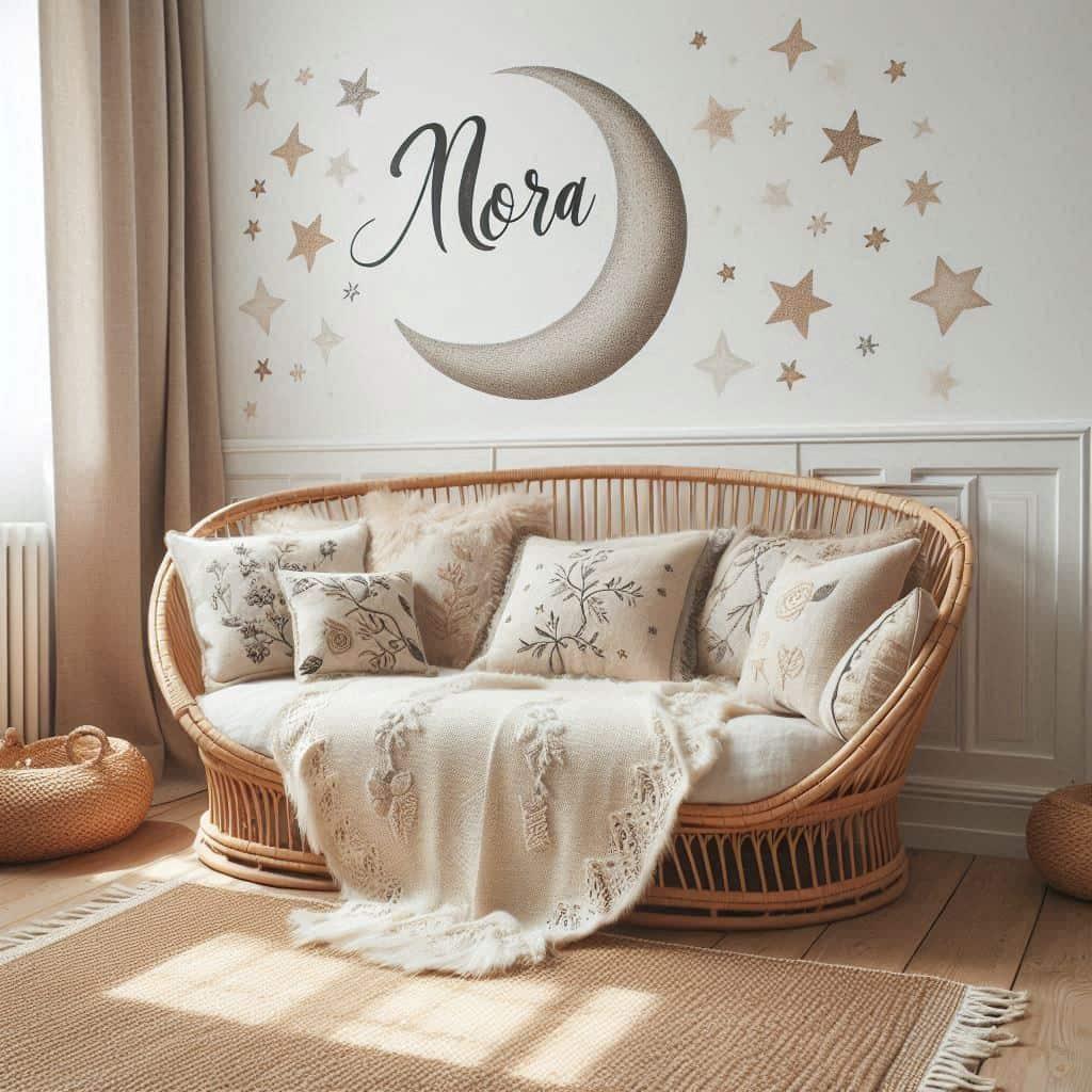 Jolie chambre style boheme personnalisee avec le prenom nora