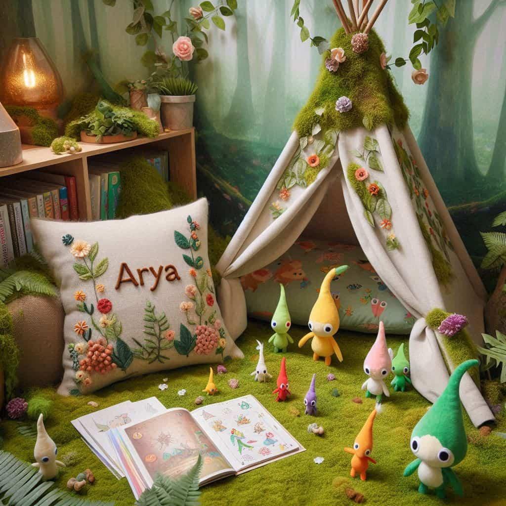Jolie decoration de chambre amusante et originale theme pikmin prenom arya