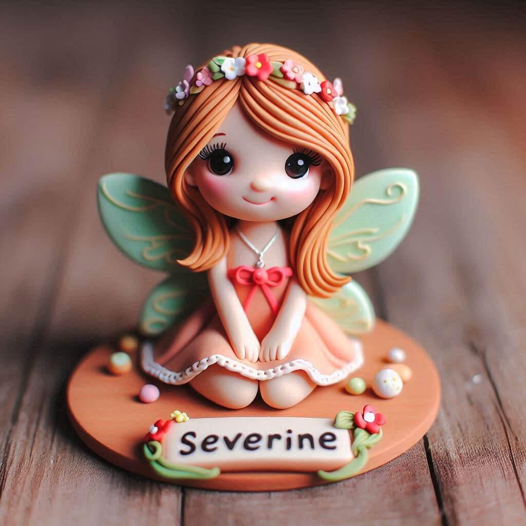 Jolie figurine en fimo d une petite fille fee personnalisee avec le prenom severine