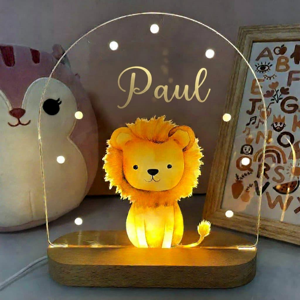 Lampe acrylique personnalisée Paul thème lion