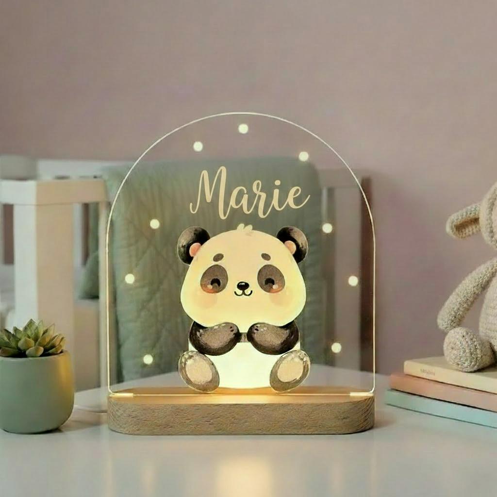 Veilleuse panda personnalisée avec le prénom Marie