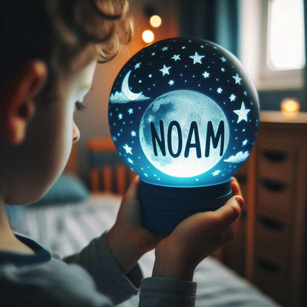 Lampe personnalisee avec le prenom noam lampe en forme de boule