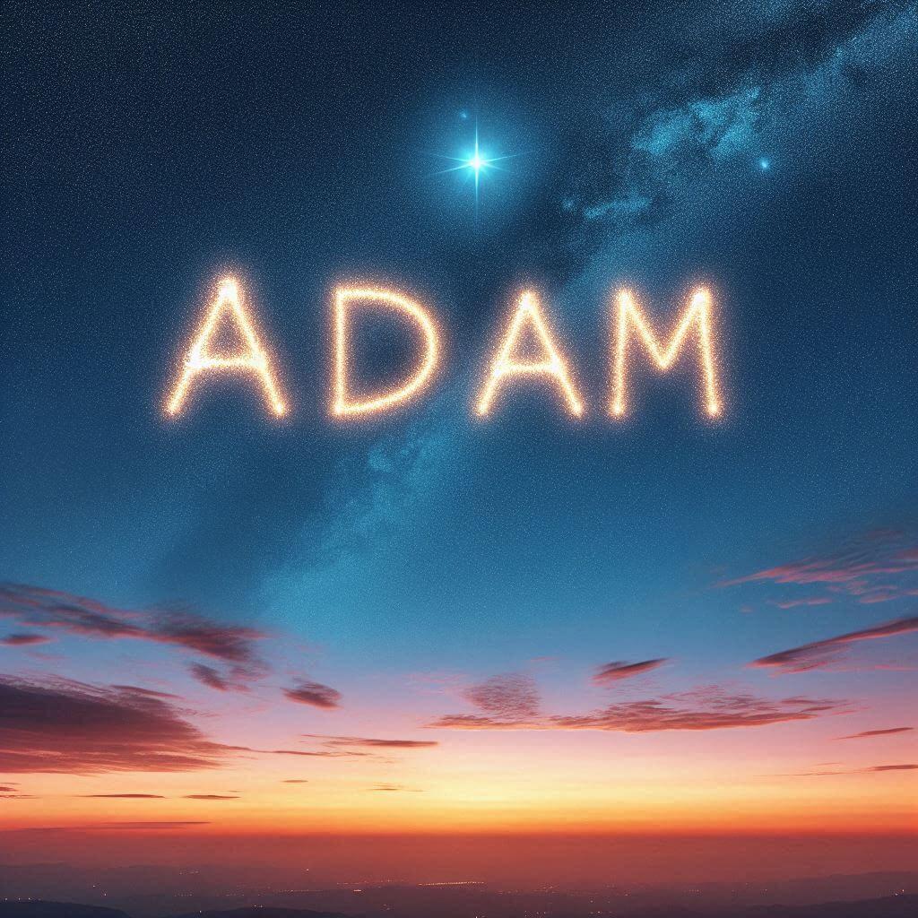 Le prenom adam ecrit dans le ciel avec une petite etoile allumee, signification du prénom adam