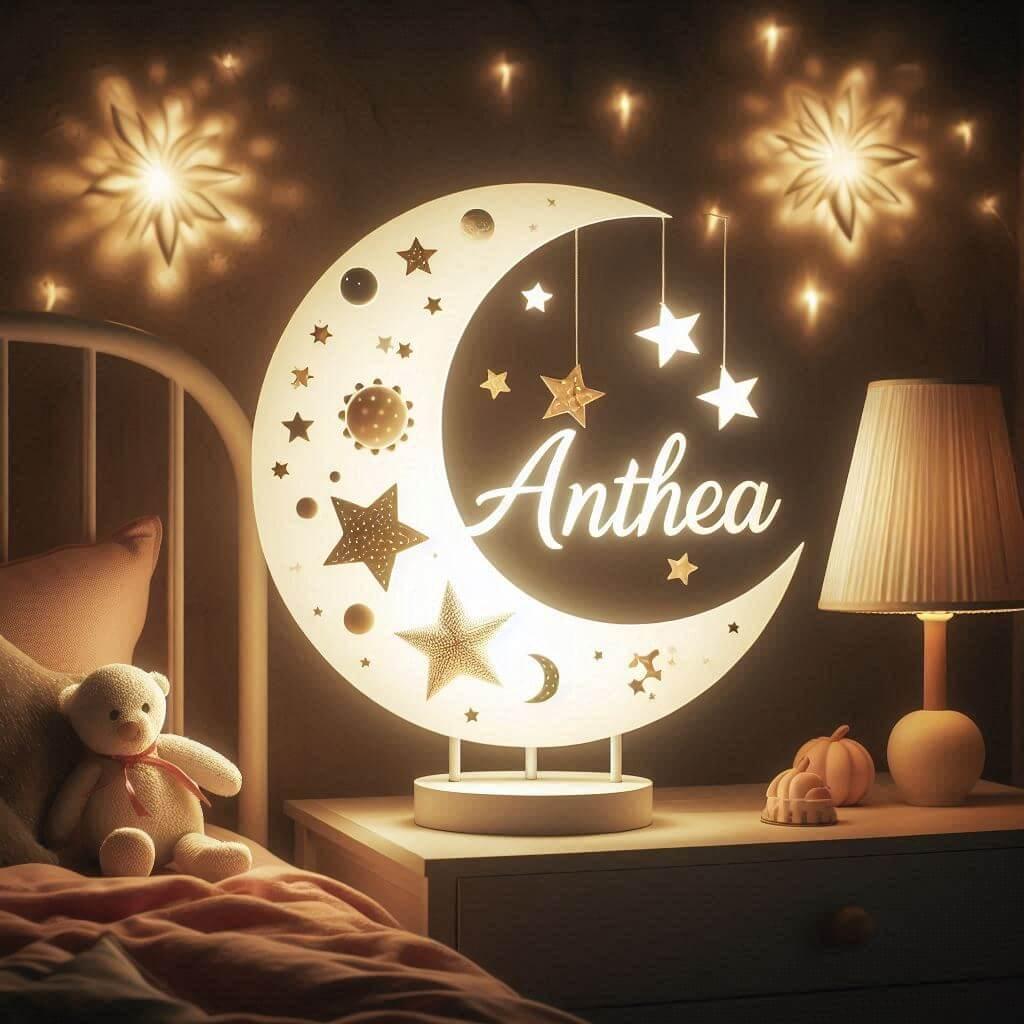 Le prenom anthea ecrit sur une lampe