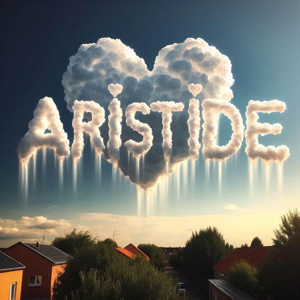 Le prenom aristide ecrit avec les nuages dans le ciel