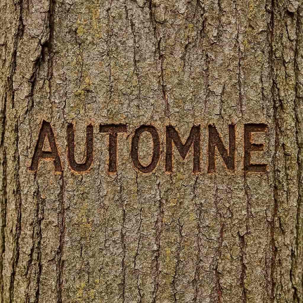 Le prenom automne grave dans l ecorce d un arbre