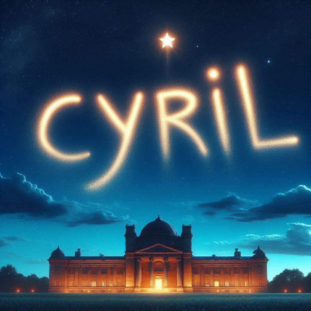 Le prenom cyril ecrit dans le ciel avec une petite etoile allumee 1