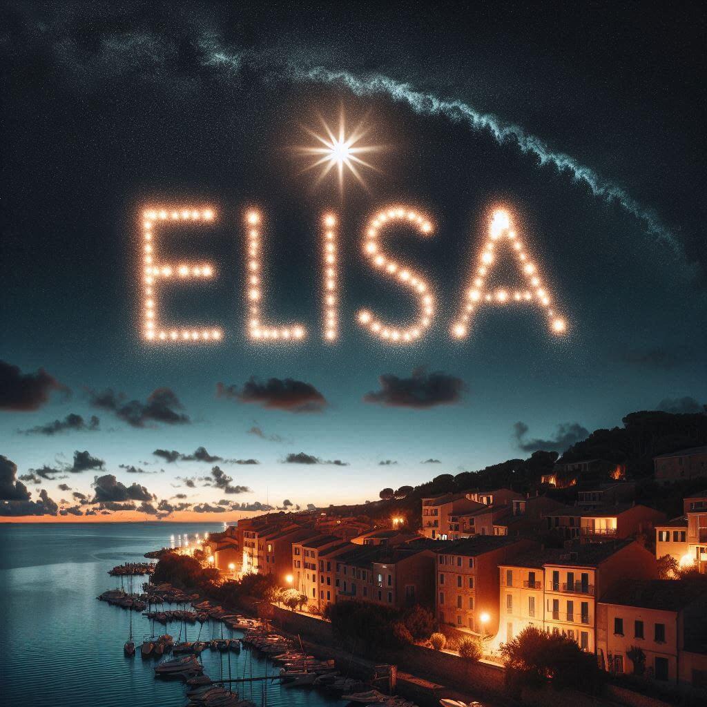Le prenom elisa ecrit dans le ciel avec une petite etoile allumee 1