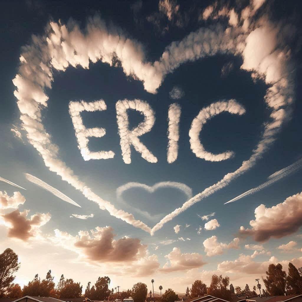 Le prenom eric ecrit dans le ciel entoure de nuages en forme de c ur 1