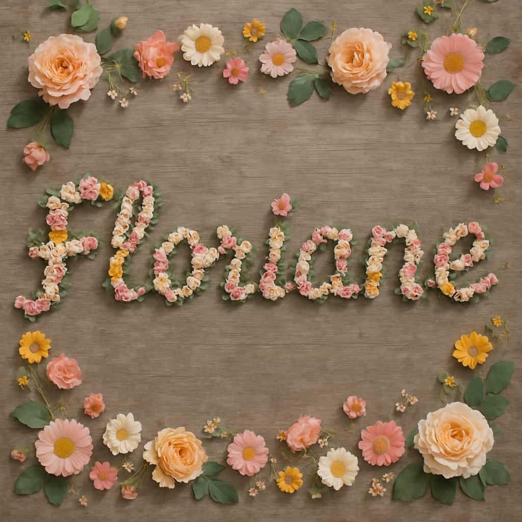 Le prenom floriane ecrit avec des fleurs