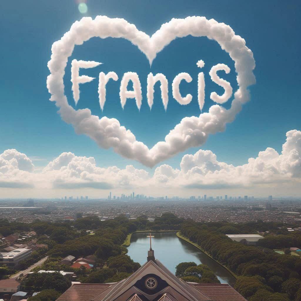 Le prenom francis ecrit avec les nuages dans le ciel avec des nuages en forme de c ur 1