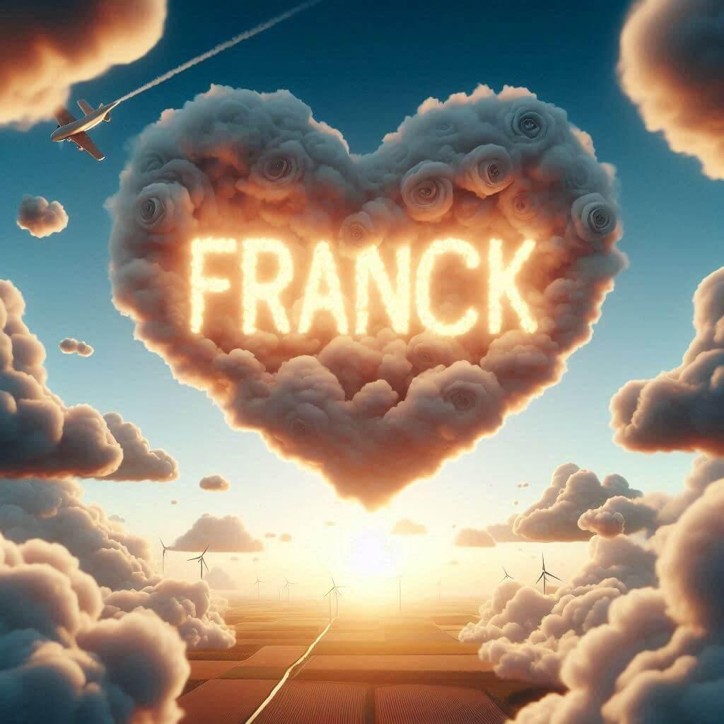 Le prenom franck ecrit dans le ciel entoure de nuages