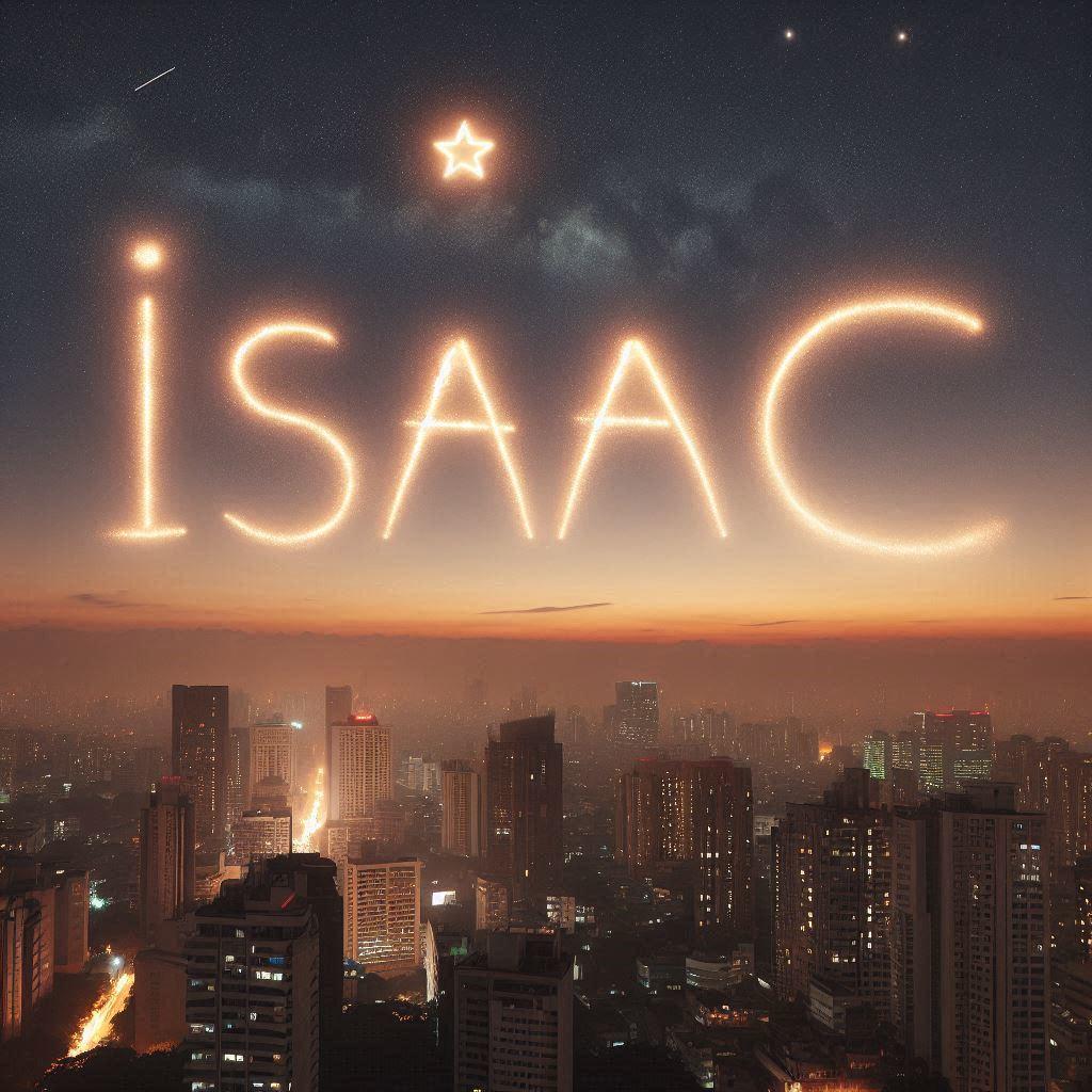 Le prenom isaac ecrit dans le ciel avec une petite etoile allumee, signification et origine