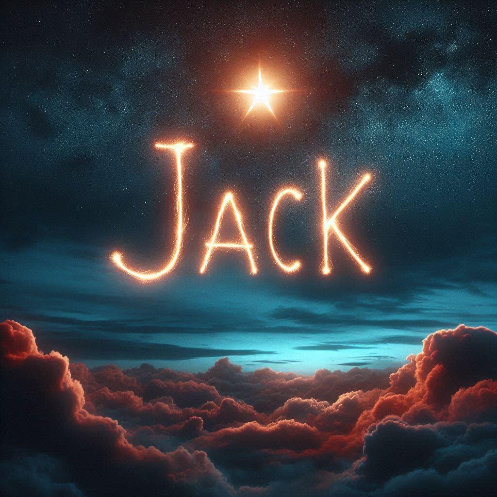 Le prenom jack ecrit dans le ciel avec une petite etoile allumee 1