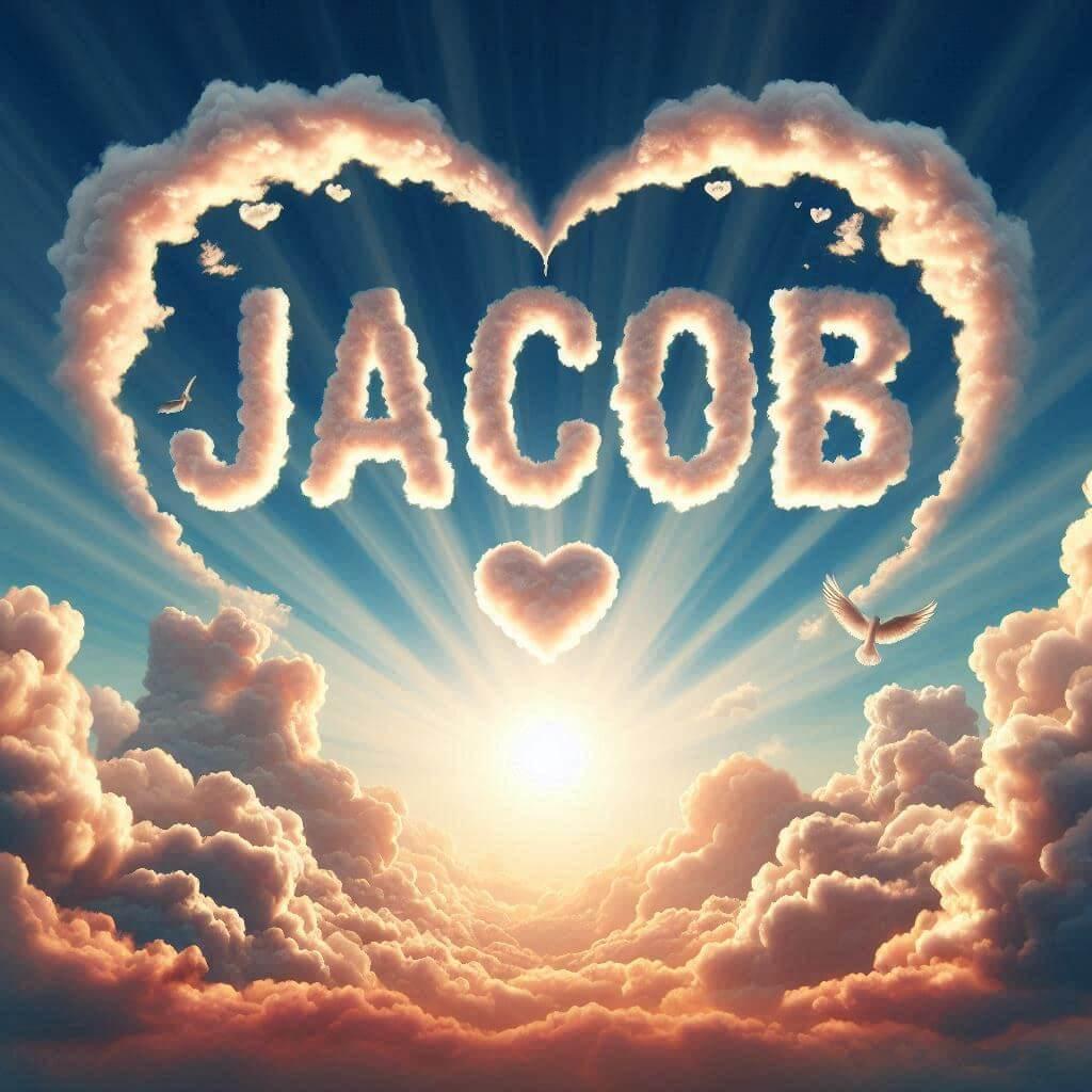 Le prenom jacob ecrit joliment dans le ciel