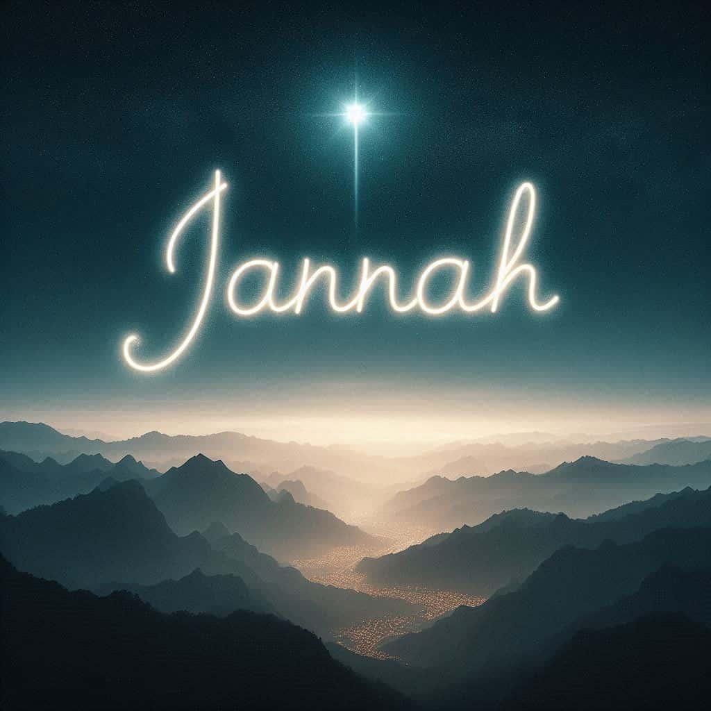 Le prenom jannah ecrit dans le ciel avec une petite etoile allumee