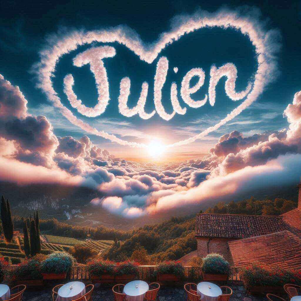 Le prenom julien ecrit avec les nuages dans le ciel signification et origine