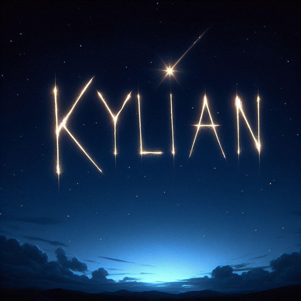 Le prenom kylian ecrit dans le ciel etoile