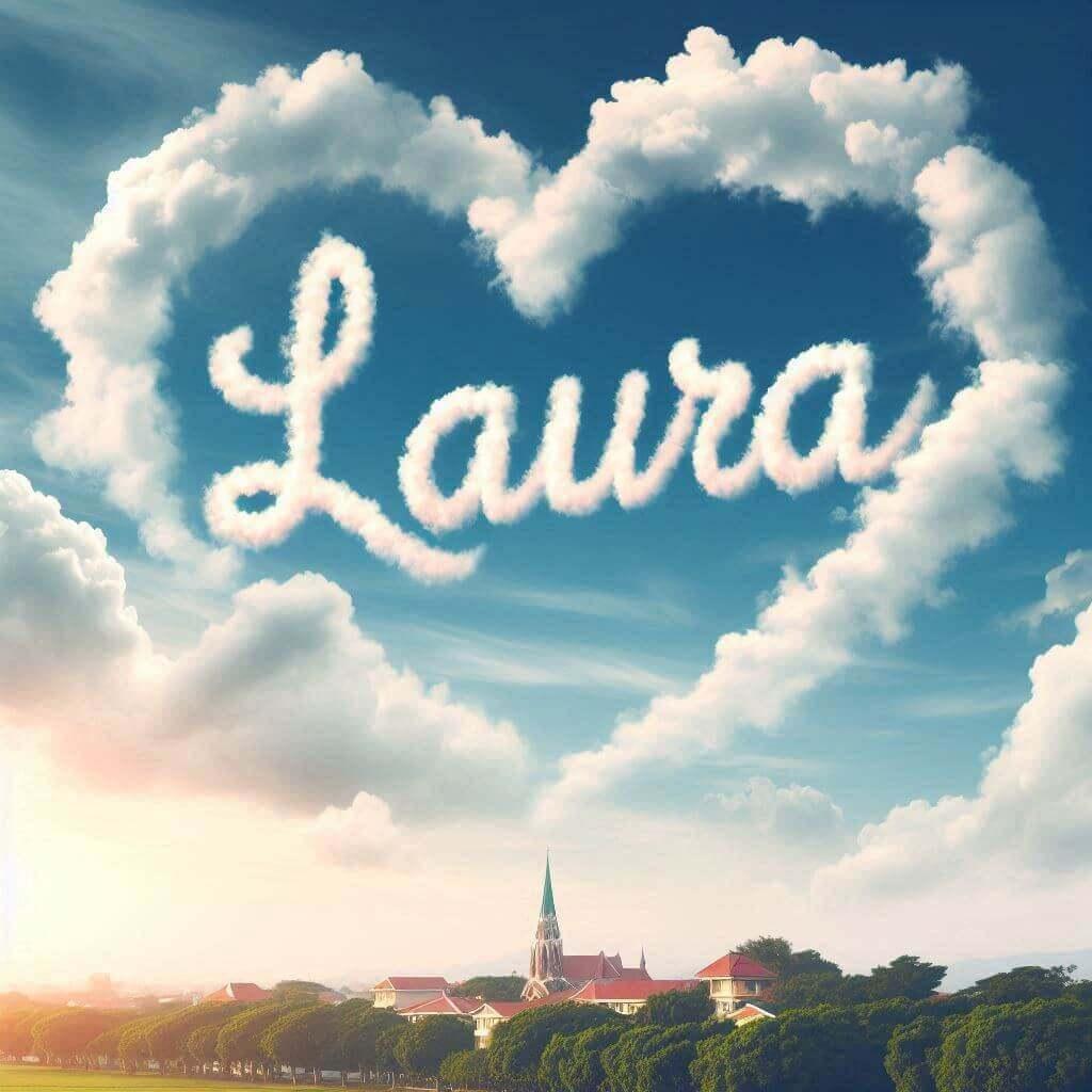 Le prenom laura ecrit avec les nuages