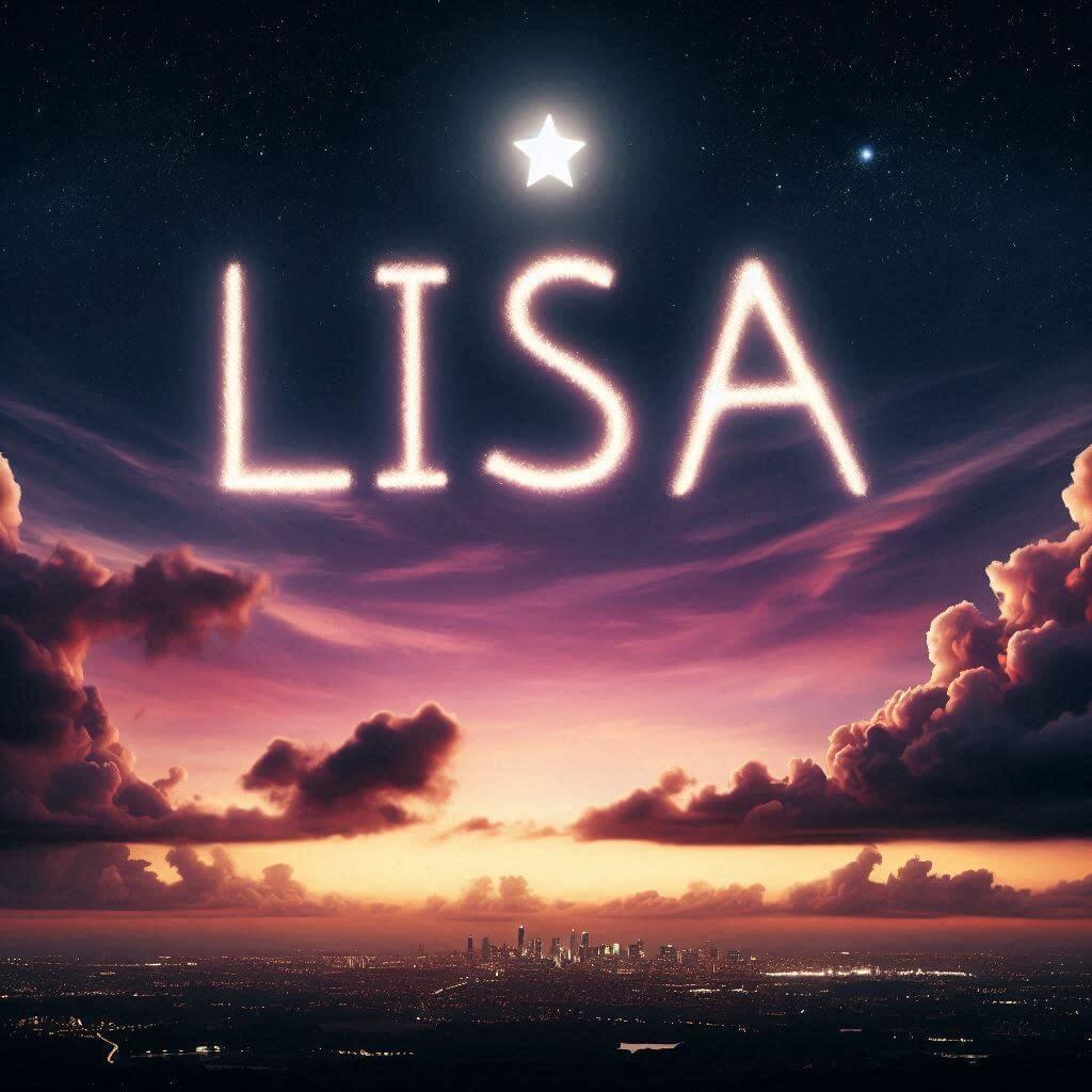 Le prenom lisa ecrit dans le ciel