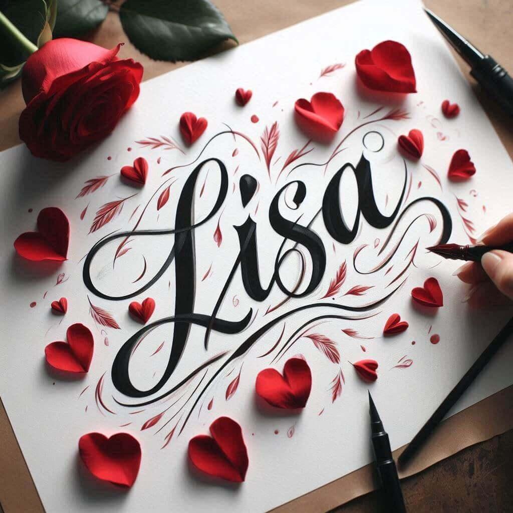 Le prenom lisa ecrit en calligraphie sur un papier
